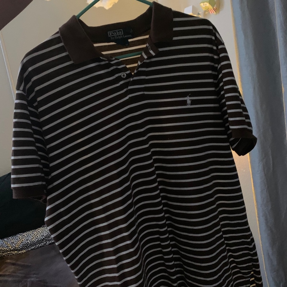 Brown striped vintage polo shirt